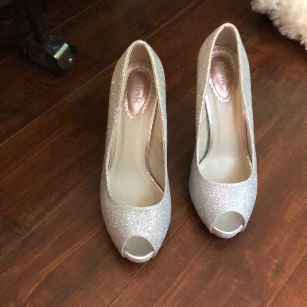 pink silver heels size 7